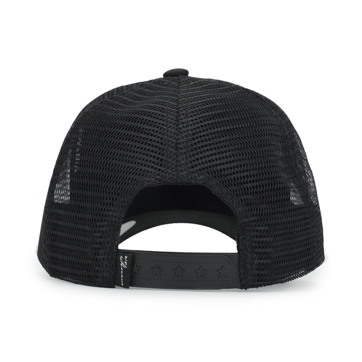 Vintage Havana Black Trucker Hat for Women – Canvas & Mesh Adjustable Snapback Baseball Cap with 3 Black Glitter Stars