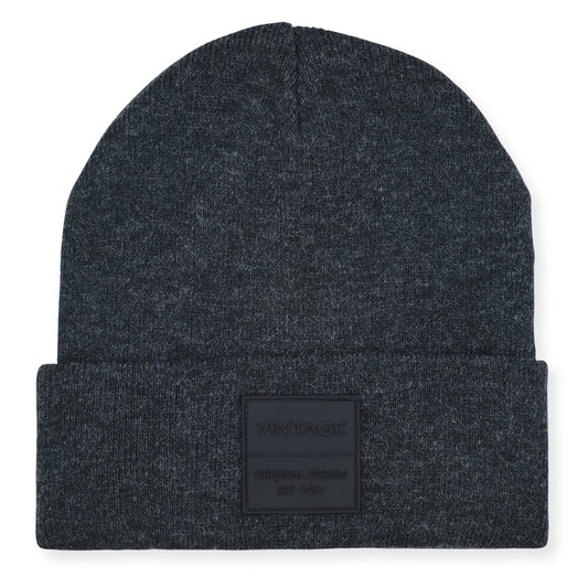 Vintage Havana Heather Grey Beanie for Women & Men | Thick Cuffed Knitted Winter Hat Beanies Unisex Skull Caps| Vintage Logo Patch