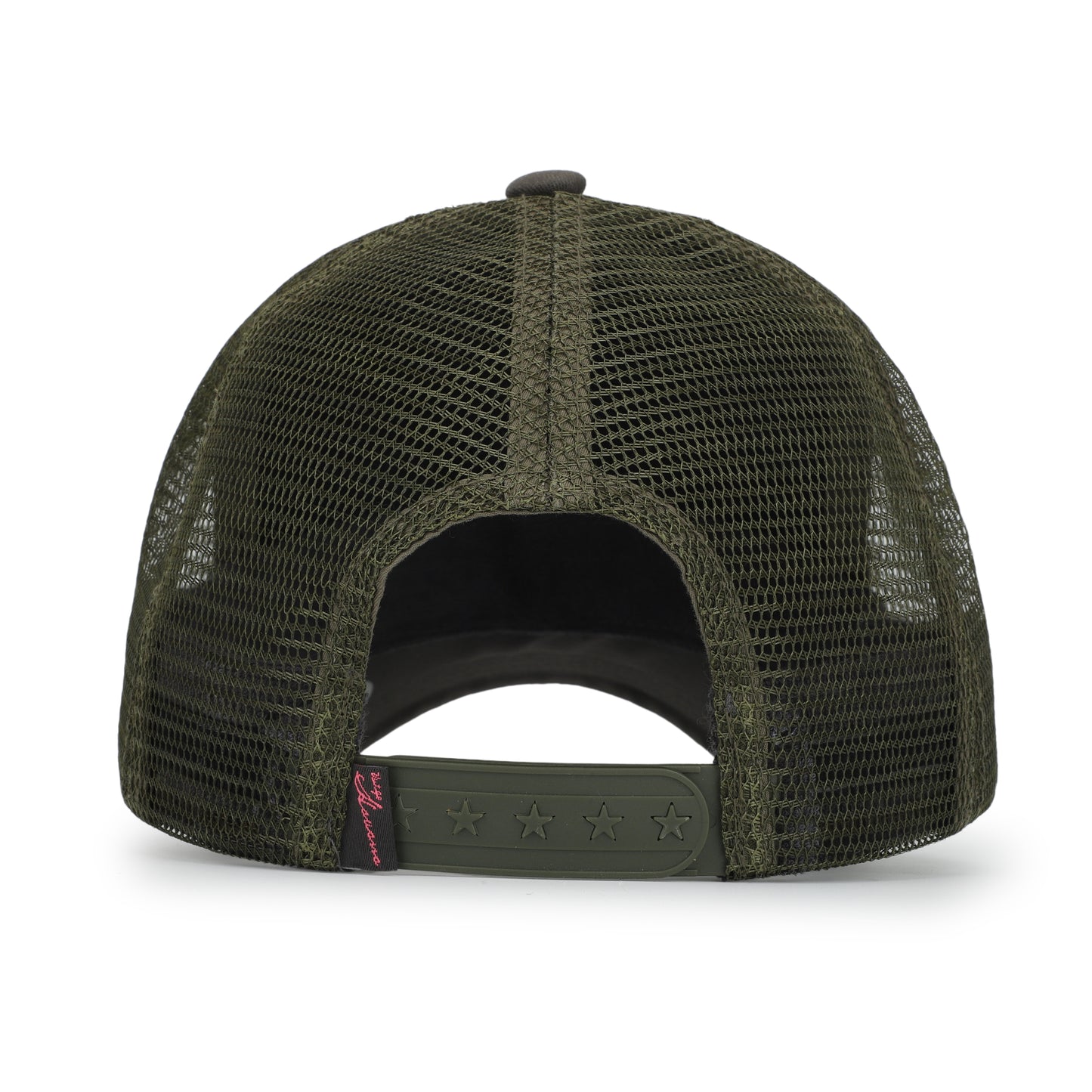 Vintage Havana Trucker Hat for Women – Camo Canvas & Mesh Adjustable Cap with Neon Pink Star