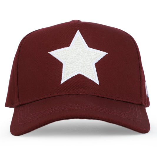 Vintage Havana Trucker Hat for Women – Maroon Adjustable Cap – Pearl Star