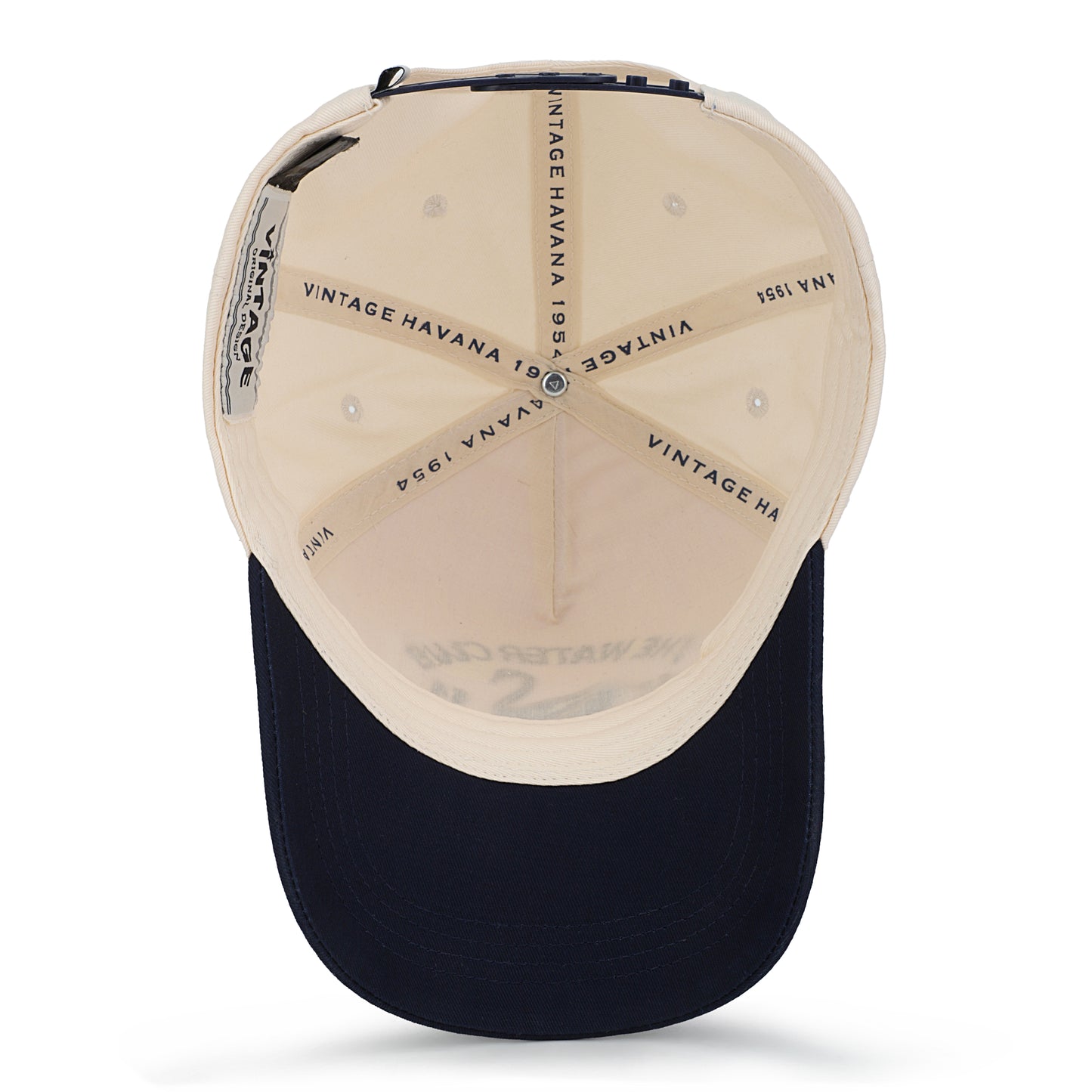 Vintage Havana Trucker Hat for Women & Men – Navy & Tan Adjustable Cap – Embroidered "The Water Club"
