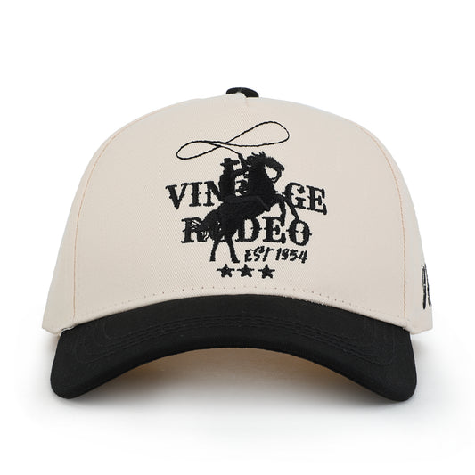 Vintage Havana Trucker Hat for Women & Men – Black & Tan Adjustable Cap – Embroidered "Vintage Rodeo"