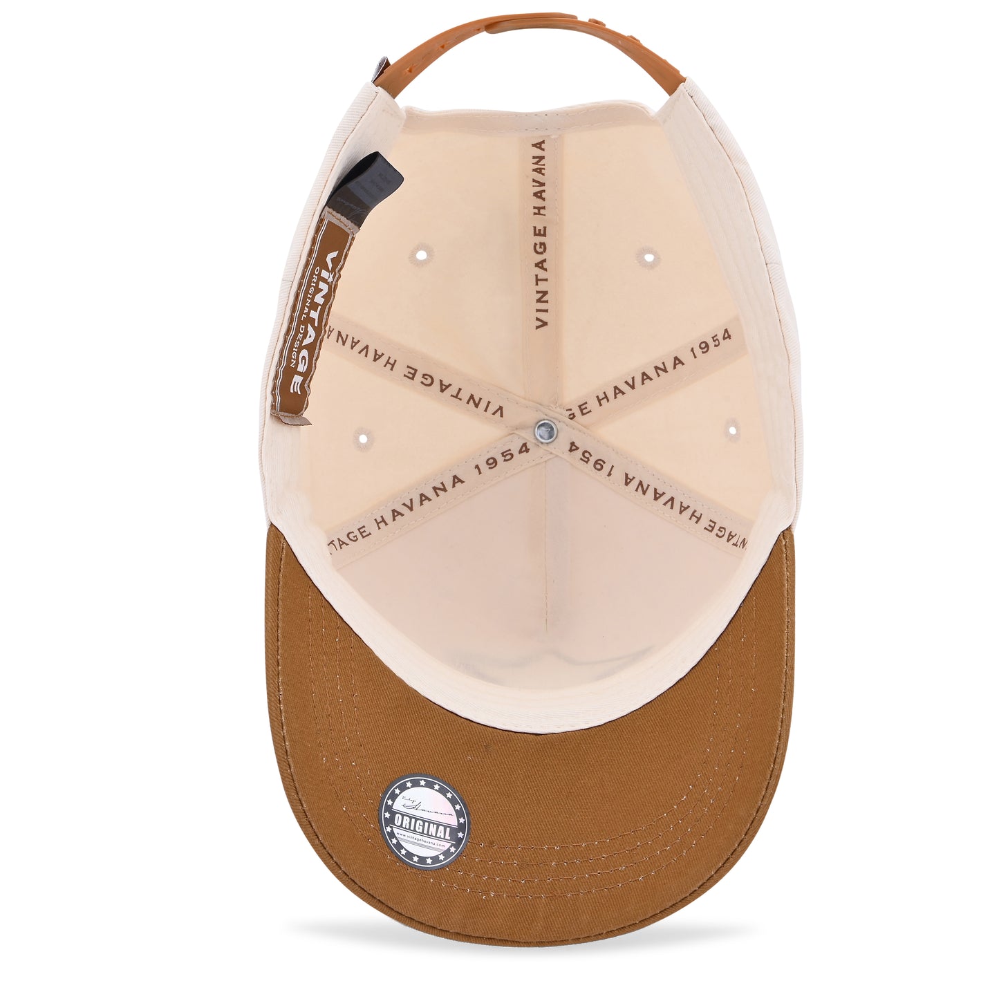 Vintage Havana Trucker Hat for Women & Men – Brown & Cream Adjustable Cap – Embroidered Star