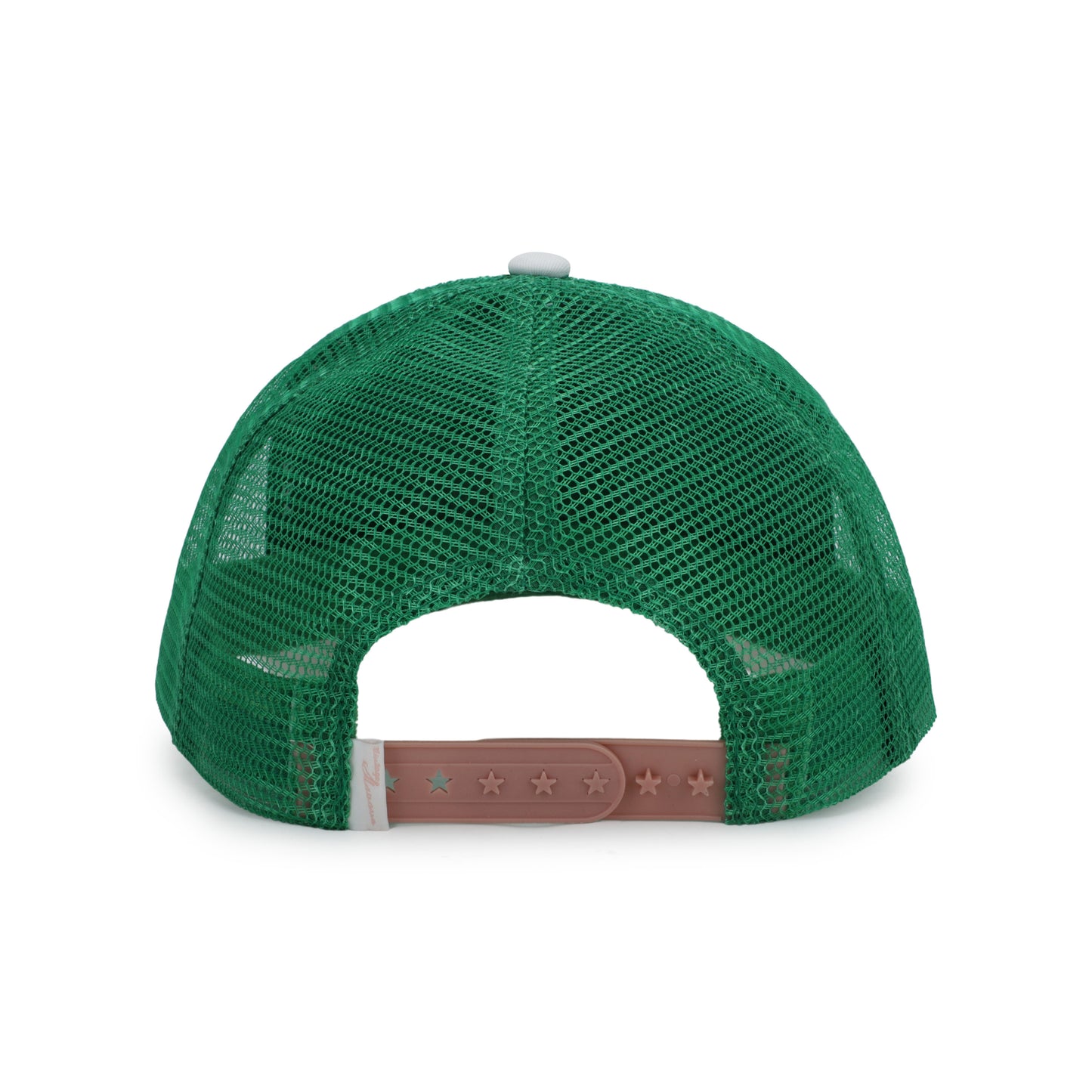 Vintage Havana Trucker Hat for Women – Green Mesh & Off-White Canvas Adjustable Cap with Pink Star
