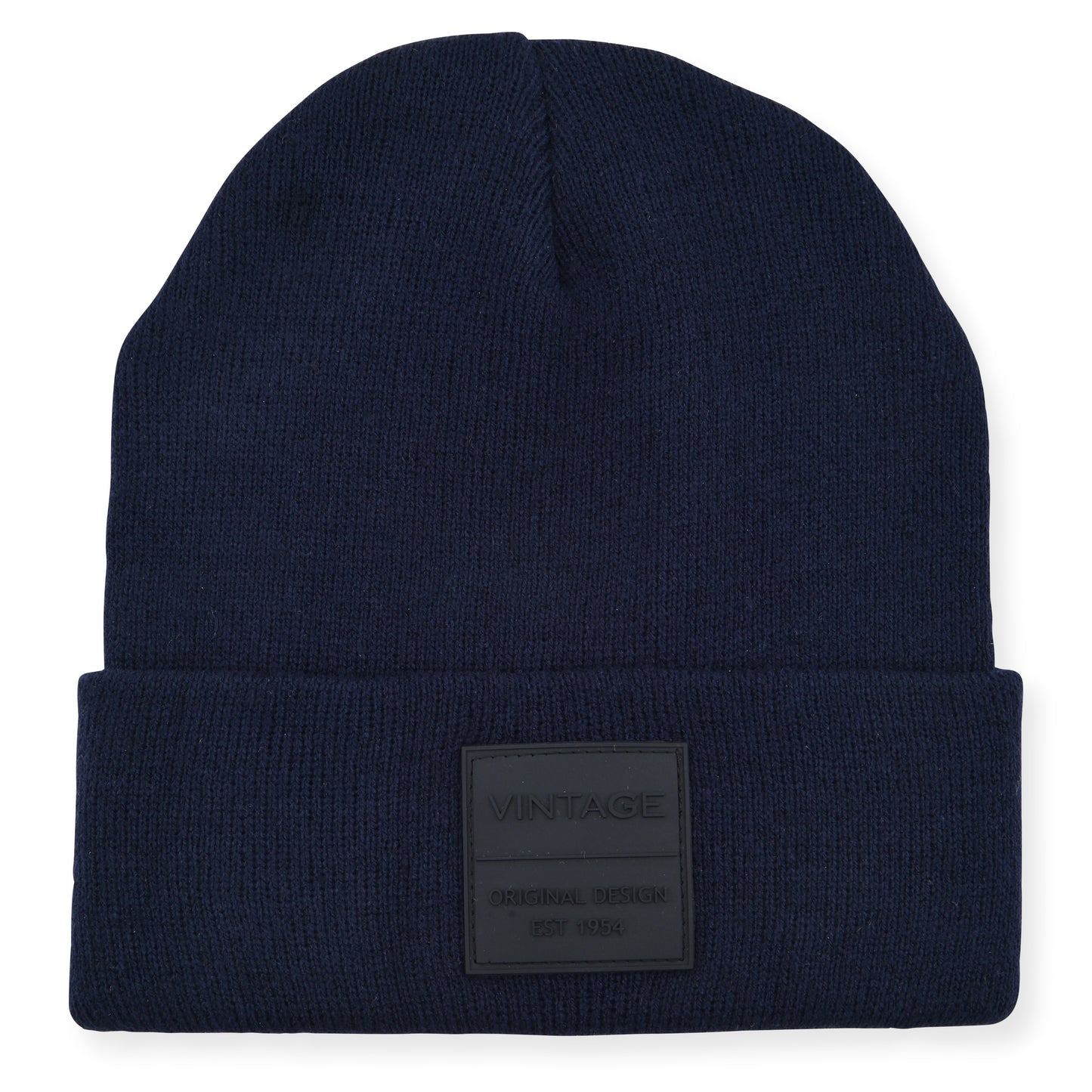 Vintage Havana Navy Beanie for Women & Men | Thick Cuffed Knitted Winter Hat Beanies Unisex Skull Caps| Vintage Logo Patch