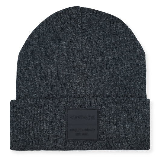 Vintage Havana Heather Grey Beanie for Women & Men | Thick Cuffed Knitted Winter Hat Beanies Unisex Skull Caps| Vintage Logo Patch