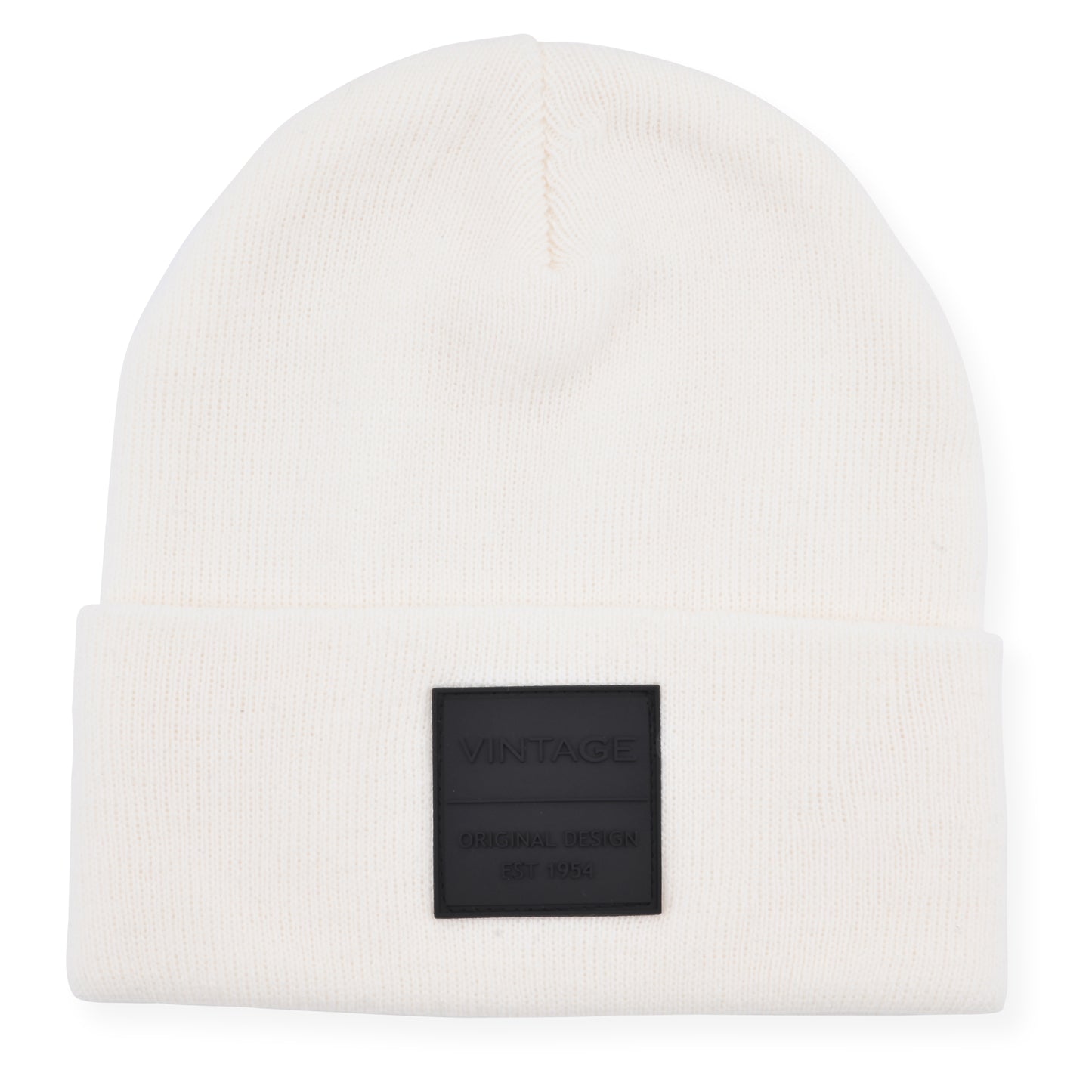 Vintage Havana Off White Beanie for Women & Men | Thick Cuffed Knitted Winter Hat Beanies Unisex Skull Caps| Vintage Logo Patch