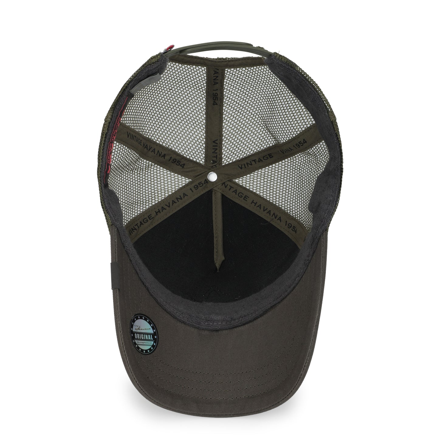 Vintage Havana Trucker Hat for Women – Camo Canvas & Mesh Adjustable Cap with Neon Pink Star