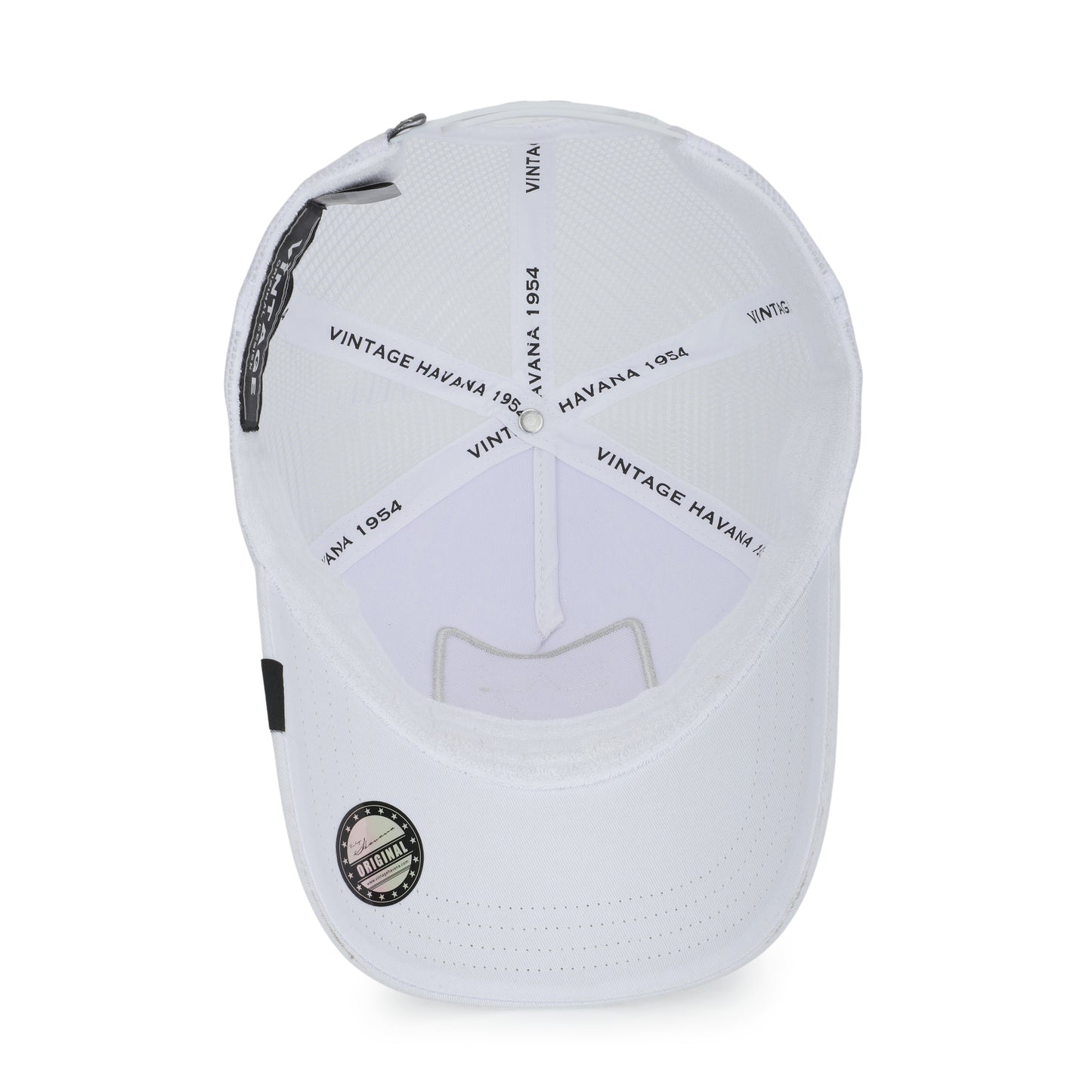 Vintage Havana Trucker Hat for Women – White Mesh & Canvas Adjustable Cap with Checkered Patch & Washed Gold Star