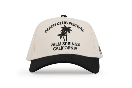 Vintage Havana Trucker Hat for Women & Men – Black & Tan Adjustable Cap – Embroidered "Beach Club Festival"