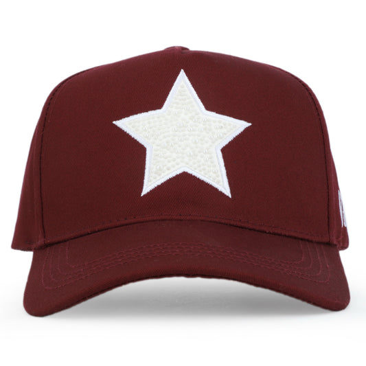 Vintage Havana Trucker Hat for Women  – Maroon Adjustable Cap – Pearl Star