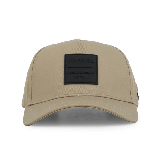 Vintage Havana Trucker Hat for Men & Women  – Khaki Adjustable Cap – Vintage Logo Patch