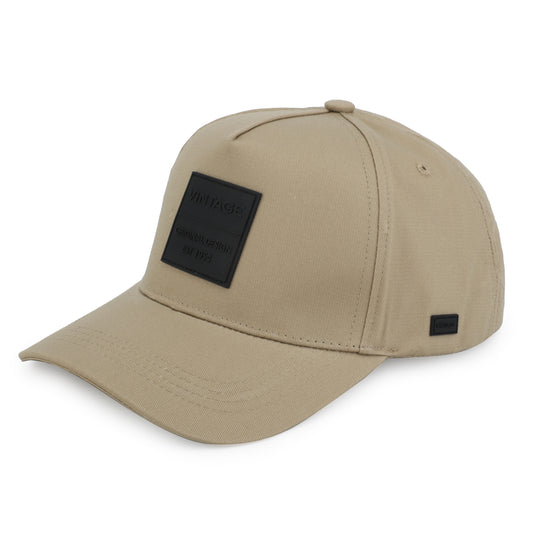 Vintage Havana Trucker Hat for Men & Women  – Khaki Adjustable Cap – Vintage Logo Patch