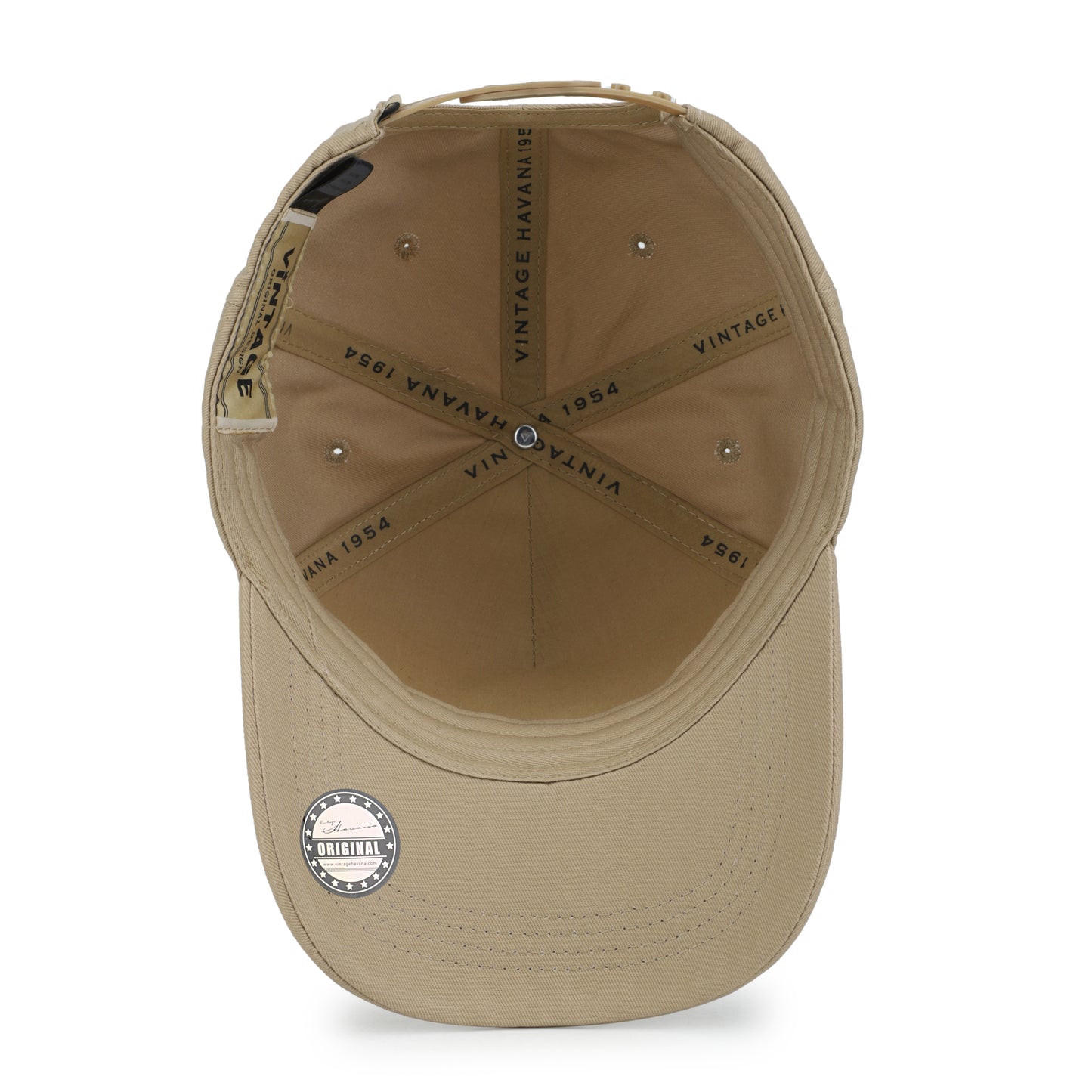 Vintage Havana Trucker Hat for Men & Women  – Khaki Adjustable Cap – Vintage Logo Patch