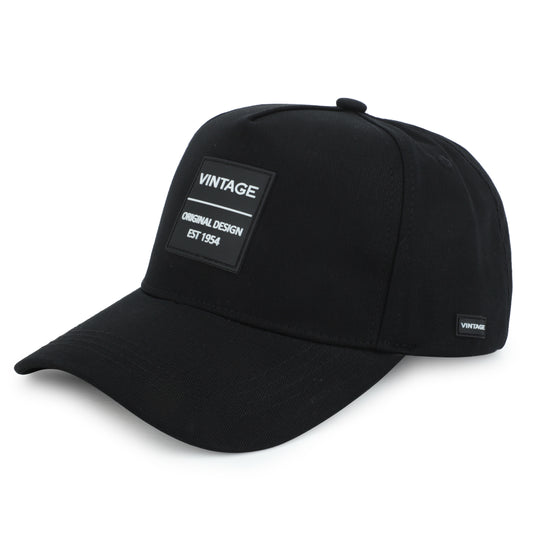 Vintage Havana Trucker Hat for Men & Women  – Black Adjustable Cap – Vintage Logo Patch