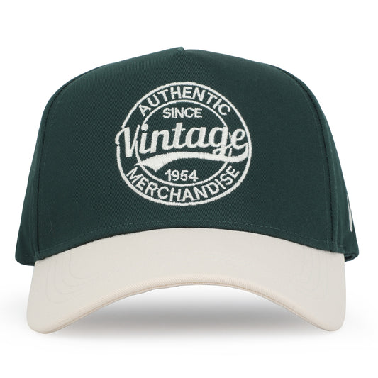 Vintage Havana Trucker Hat for Women & Men – Green & Tan Adjustable Cap – Embroidered "Authentic Vintage Merchandise"