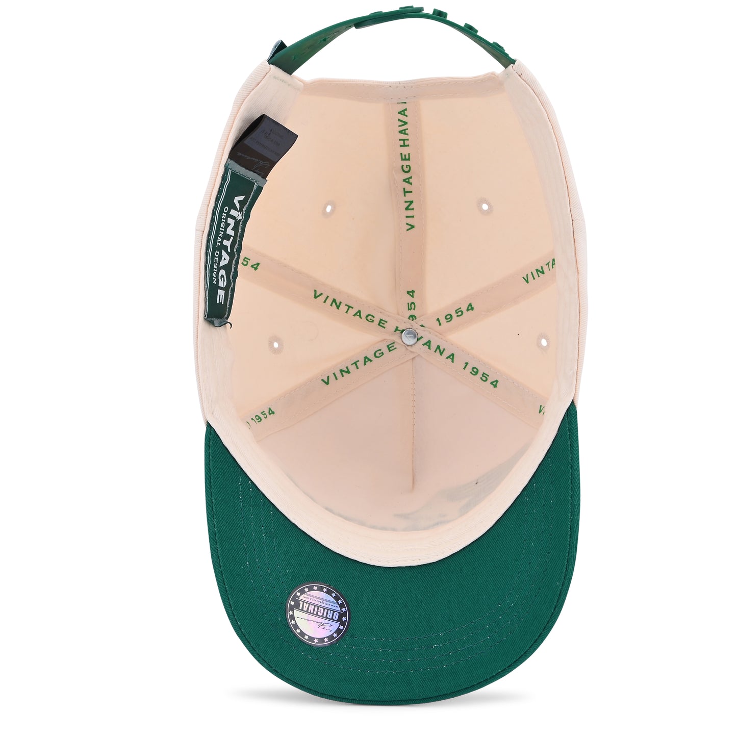 Vintage Havana Trucker Hat for Women & Men – Green & Cream Adjustable Cap – Embroidered Vintage Star