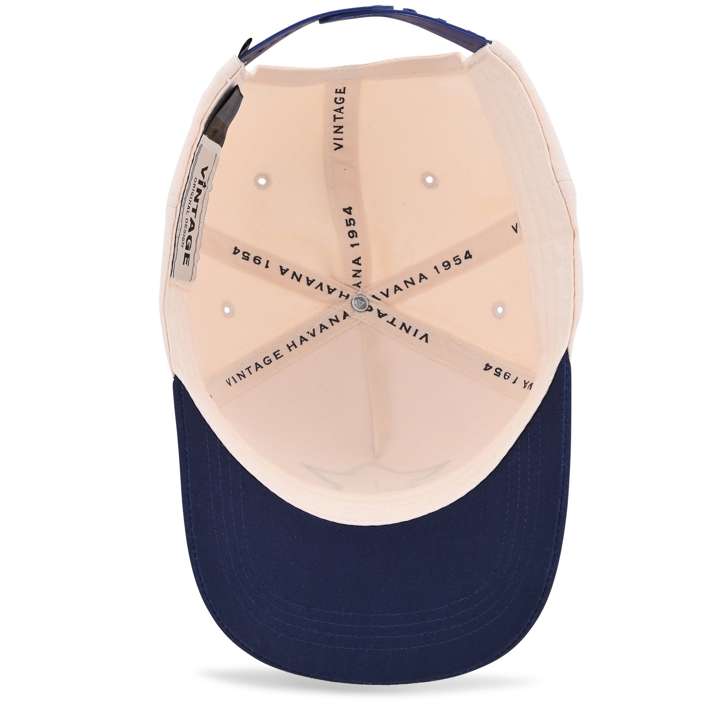 Vintage Havana Trucker Hat for Women & Men – Navy & Tan Adjustable Cap – Embroidered Suede Star