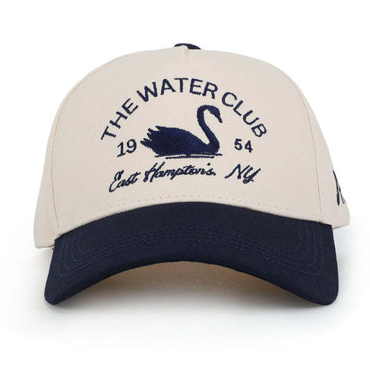 Vintage Havana Trucker Hat for Women & Men – Navy & Tan Adjustable Cap – Embroidered "The Water Club"