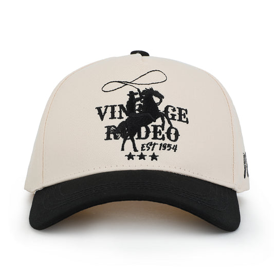 Vintage Havana Trucker Hat for Women & Men – Black & Tan Adjustable Cap – Embroidered "Vintage Rodeo"
